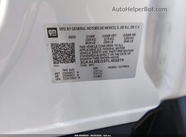 3GKALMEG9TL465879 2026 GMC TERRAIN White Engine compartment view