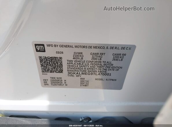 3GKALMEG9TL470001 2026 GMC TERRAIN White Widok komory silnika