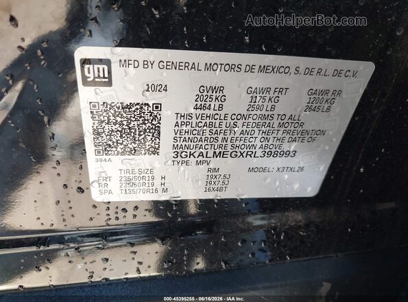 3GKALMEGXRL398993 2024 GMC TERRAIN Black ძრავის განყოფილების ხედი