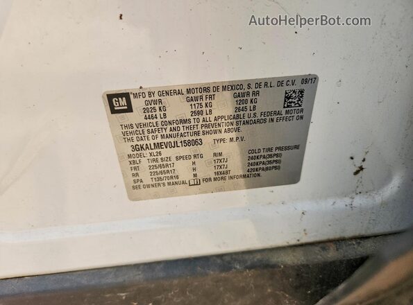 3GKALMEV0JL158063 2018 GMC TERRAIN White Widok komory silnika