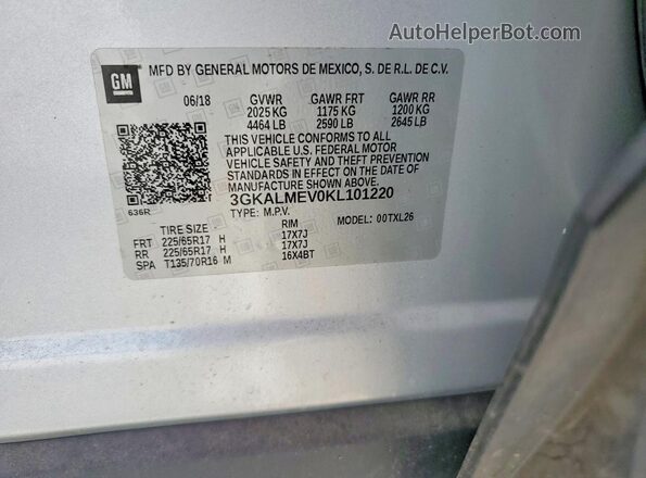3GKALMEV0KL101220 2019 GMC TERRAIN Silver 