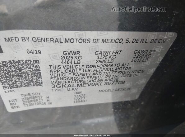 3GKALMEV0KL367708 2019 GMC TERRAIN Gray Вид підкапотного простору