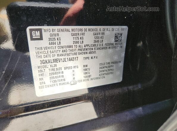 3GKALMEV1JL144317 2018 GMC TERRAIN Black 