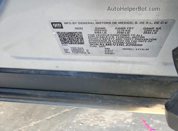 3GKALMEV1NL229650 2022 GMC TERRAIN Silver Vista del compartimento del motor
