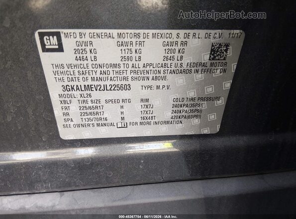 3GKALMEV2JL225603 2018 GMC TERRAIN Black Engine compartment view