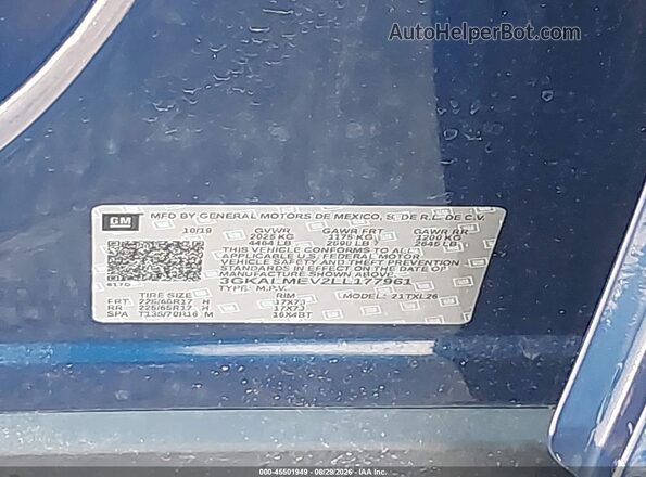 3GKALMEV2LL177961 2020 GMC TERRAIN Blue Vista del compartimento del motor