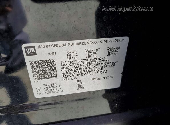 3GKALMEV2NL174528 2022 GMC TERRAIN Black 