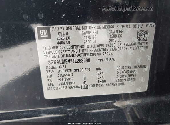 3GKALMEV3JL283090 2018 GMC TERRAIN Black Շարժիչի բաժամունքի տեսք