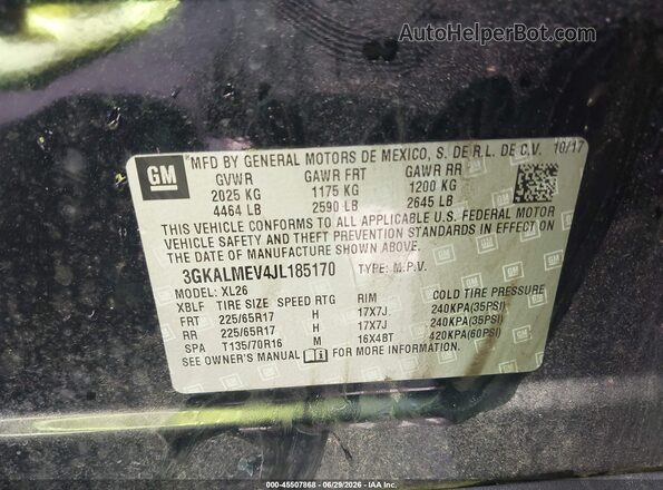 3GKALMEV4JL185170 2018 GMC TERRAIN Черный Вид подкапотного пространства
