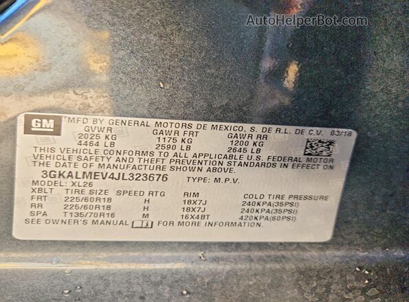 3GKALMEV4JL323676 2018 GMC TERRAIN Charcoal სალონის 360-გრადუსიანი ხედი