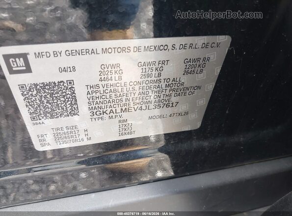 3GKALMEV4JL357617 2018 GMC TERRAIN Black Vista del compartimento del motor