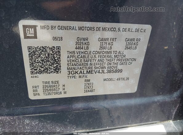 3GKALMEV4JL385899 2018 GMC TERRAIN Blue Շարժիչի բաժամունքի տեսք