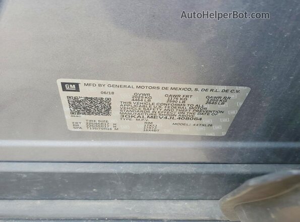 3GKALMEV4JL408064 2018 GMC TERRAIN Серый Вид наклейки с VIN-кодом