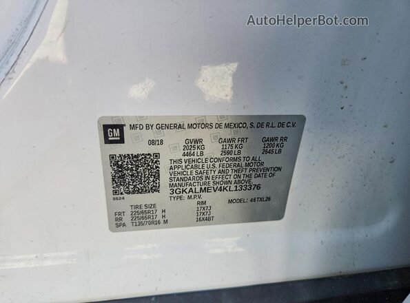 3GKALMEV4KL133376 2019 GMC TERRAIN White Widok komory silnika