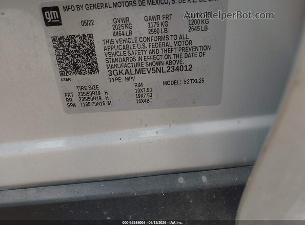 3GKALMEV5NL234012 2022 GMC TERRAIN Серебряный Вид подкапотного пространства