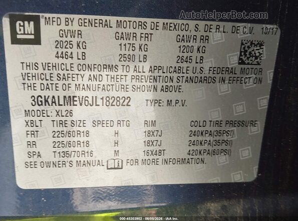 3GKALMEV6JL182822 2018 GMC TERRAIN Black ძრავის განყოფილების ხედი