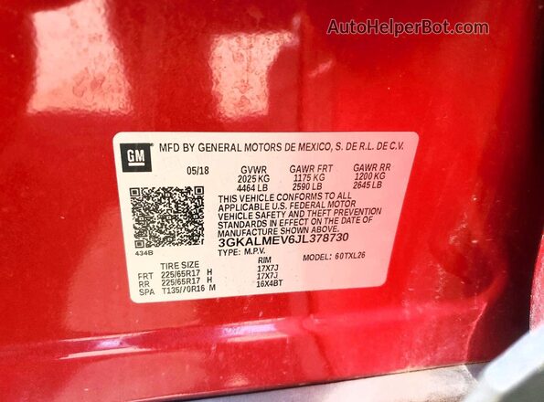 3GKALMEV6JL378730 2018 GMC TERRAIN Burgundy 