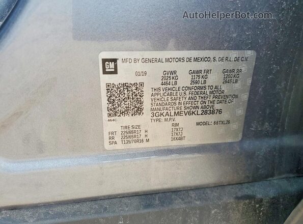 3GKALMEV6KL283876 2019 GMC TERRAIN Charcoal VIN sticker view