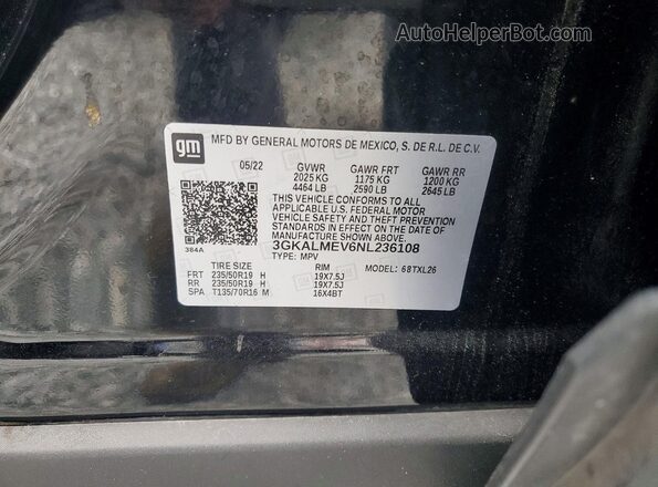 3GKALMEV6NL236108 2022 GMC TERRAIN Black 