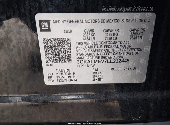 3GKALMEV7LL212445 2020 GMC TERRAIN Black Engine compartment view