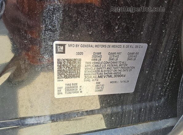 3GKALMEV7ML309064 2021 GMC TERRAIN Black VIN կոդի պիտակի տեսք