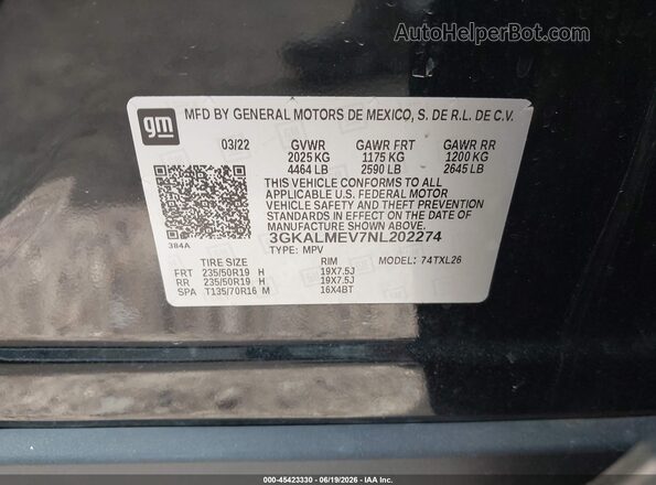 3GKALMEV7NL202274 2022 GMC TERRAIN Black Widok komory silnika