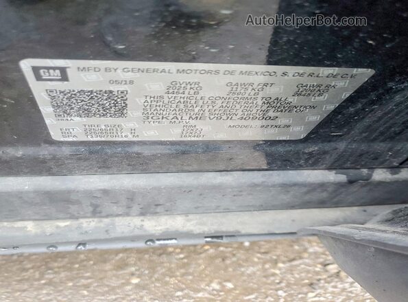 3GKALMEV9JL409002 2018 GMC TERRAIN Black VIN sticker view