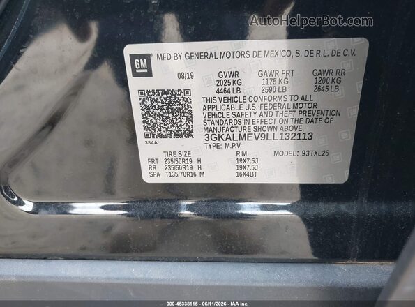 3GKALMEV9LL132113 2020 GMC TERRAIN Black Շարժիչի բաժամունքի տեսք