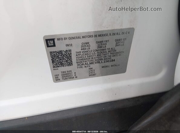 3GKALMEV9LL156184 2020 GMC TERRAIN Белый Вид подкапотного пространства