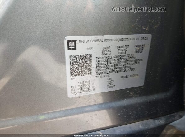 3GKALMEV9ML367760 2021 GMC TERRAIN Gray Շարժիչի բաժամունքի տեսք
