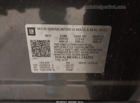 3GKALMEVXLL143203 2020 GMC TERRAIN Gray Vista del compartimento del motor