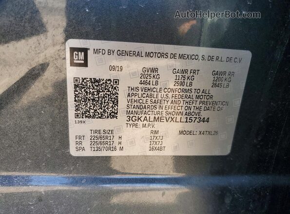 3GKALMEVXLL157344 2020 GMC TERRAIN Угольный 