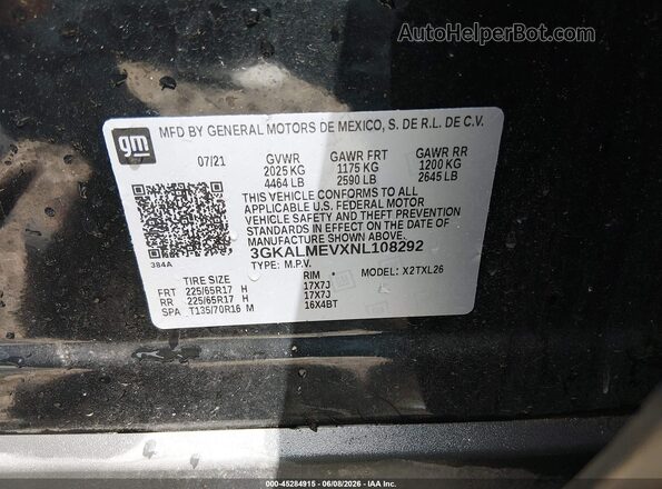 3GKALMEVXNL108292 2022 GMC TERRAIN Black ძრავის განყოფილების ხედი