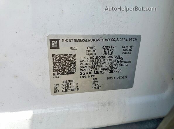 3GKALMEX2JL397793 2018 GMC TERRAIN White 