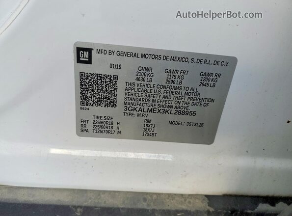 3GKALMEX3KL288955 2019 GMC TERRAIN White Widok komory silnika