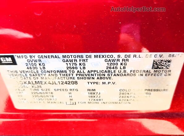 3GKALMEX4JL124208 2018 GMC TERRAIN Brown 