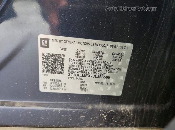 3GKALMEX7JL366586 2018 GMC TERRAIN Charcoal Vista del compartimento del motor