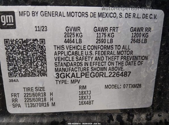3GKALPEG0RL226487 2024 GMC TERRAIN Black Widok komory silnika