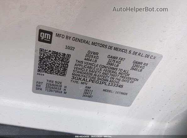3GKALPEG1PL133345 2023 GMC TERRAIN White Widok komory silnika