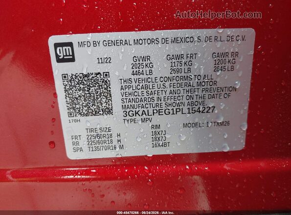 3GKALPEG1PL154227 2023 GMC TERRAIN Red Вид підкапотного простору