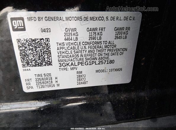 3GKALPEG1PL257180 2023 GMC TERRAIN Черный Вид подкапотного пространства