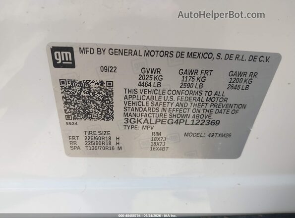 3GKALPEG4PL122369 2023 GMC TERRAIN White Շարժիչի բաժամունքի տեսք