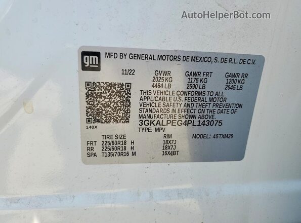 3GKALPEG4PL143075 2023 GMC TERRAIN White 