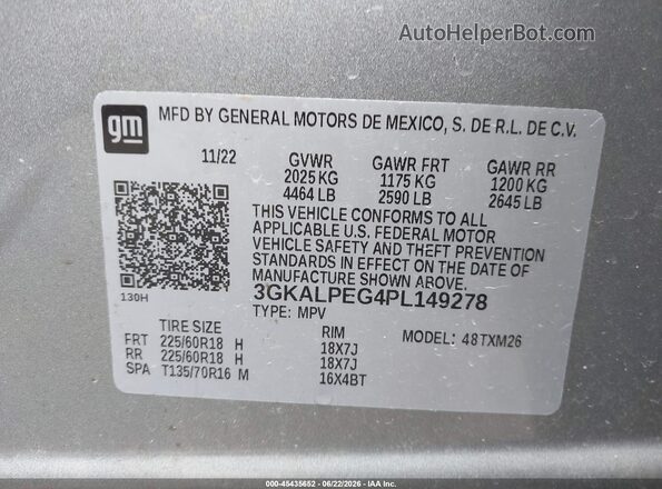 3GKALPEG4PL149278 2023 GMC TERRAIN Silver Engine compartment view