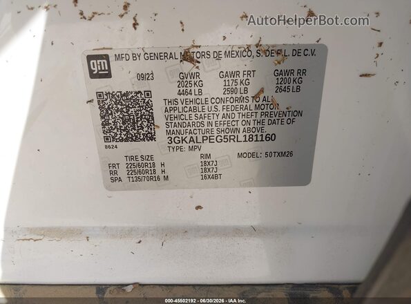 3GKALPEG5RL181160 2024 GMC TERRAIN White Вид підкапотного простору