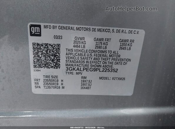 3GKALPEG9PL225352 2023 GMC TERRAIN Серебряный Вид подкапотного пространства