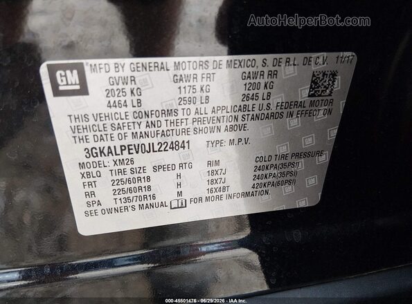 3GKALPEV0JL224841 2018 GMC TERRAIN Black Շարժիչի բաժամունքի տեսք