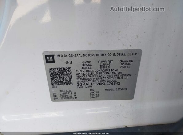 3GKALPEV0KL176842 2019 GMC TERRAIN White Շարժիչի բաժամունքի տեսք