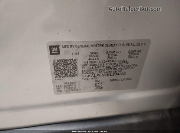 3GKALPEV1KL234263 2019 GMC TERRAIN Silver ძრავის განყოფილების ხედი
