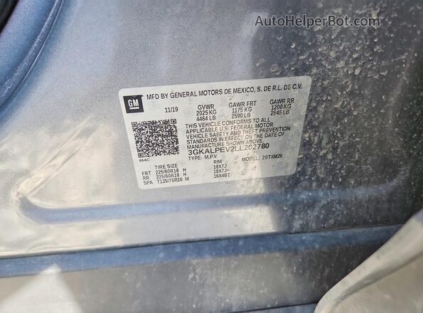 3GKALPEV2LL202780 2020 GMC TERRAIN Gray VIN sticker view